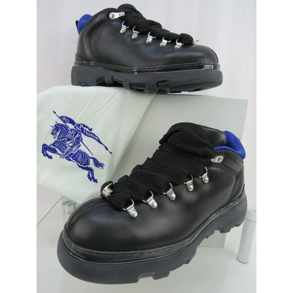 NIB BURBERRY TREK BLACK LEATHER LACE UP HIKING BOOTS US 13 46 ITALY $1190 - Picture 7 of 16